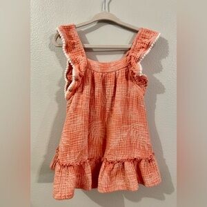 RZ by Rachel Zoe Ruffled Dress with Bodysuit - Neon Peach